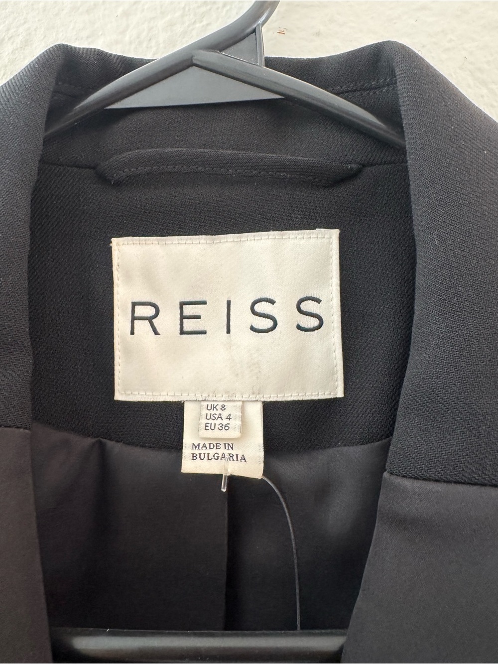 Reiss Black One Button Satin Lapel Tuxedo Blazer Size 4 - Picture 2 of 7